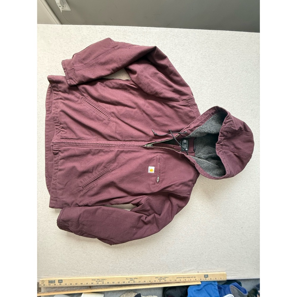 Carhartt OJ4392-W Washed Duck Sherpa Lined Jacket Wine Burgundy woman's large